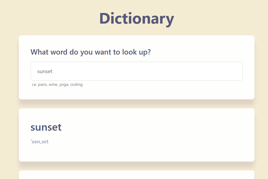 Dictionary project